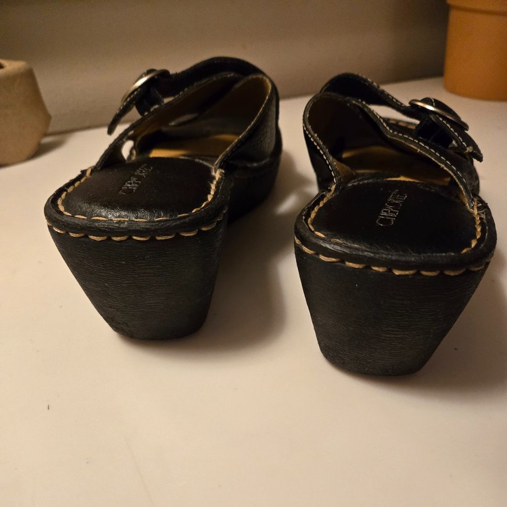 CHEROKEE Black Leather Mules Size 8 Excellent like new cond - Picture 7 of 11